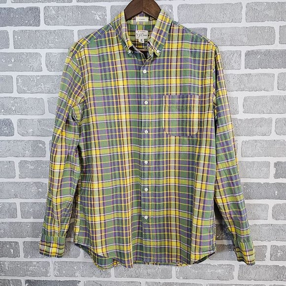 J. Crew Other - J. Crew Shirt Men's Medium Multicolor Plaid Indian Madras Re-Imagined Casual